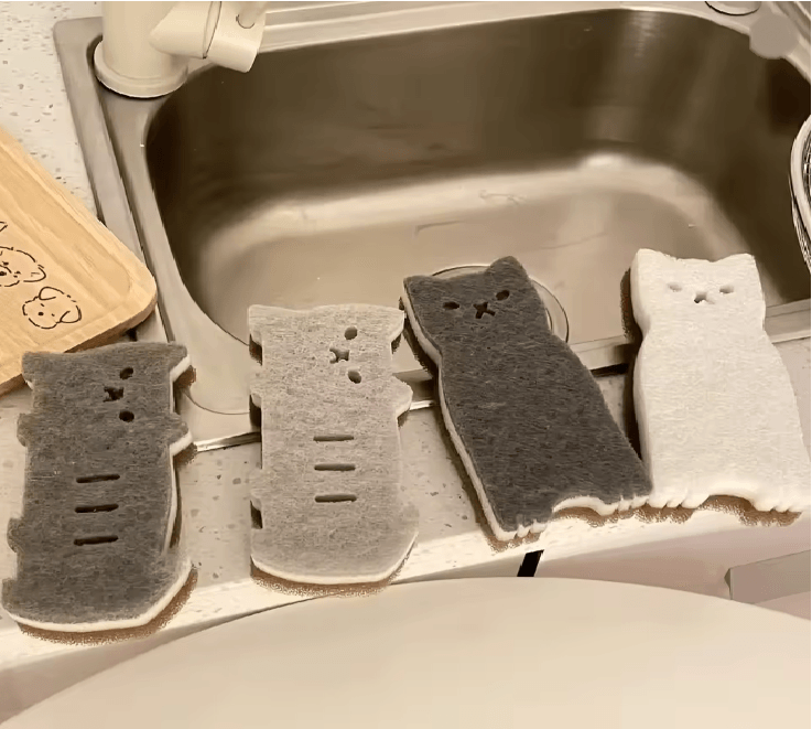 Cute Cat Kitchen Sponge Set 3