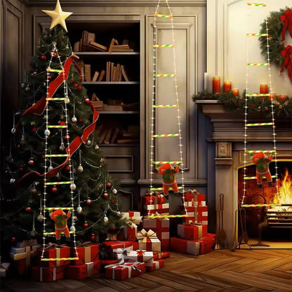 LED Christmas Ladder Lamp With Climbing Santa Claus  Fairy Light Decoration For Home  Outdoor Holid 5