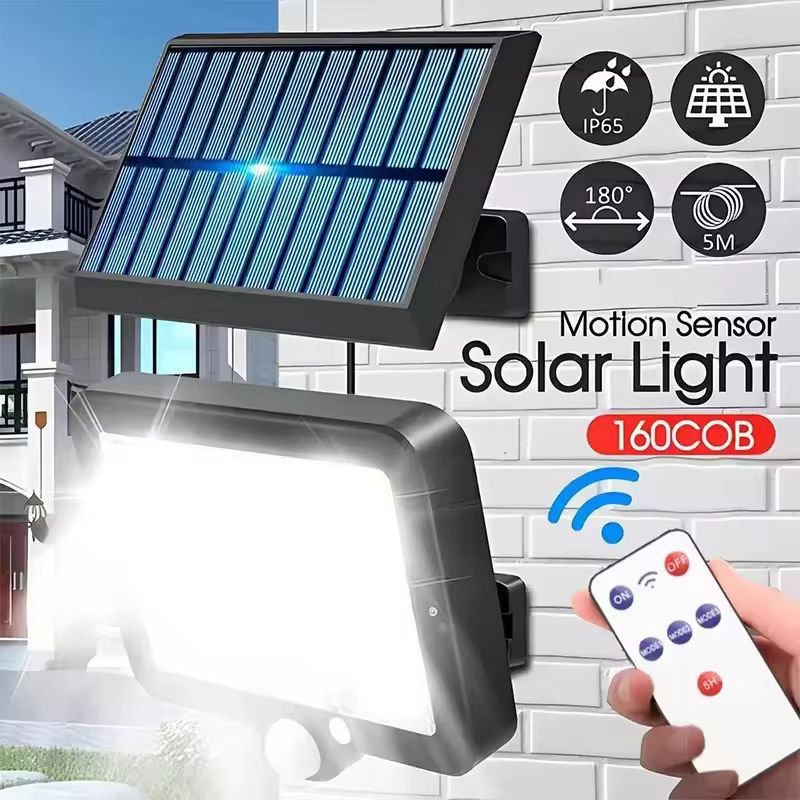 BrightGuard 160 COB Solar Wall Light  Remote Controlled Waterproof Outdoor Motion Sensor Light 1