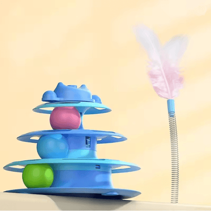 Interactive Cat Turntable Toy With Feather And Ball 1