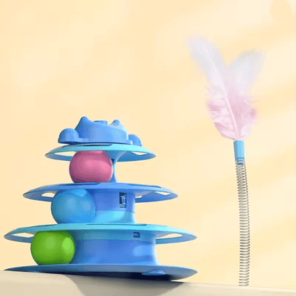 Interactive Cat Turntable Toy With Feather And Ball 4