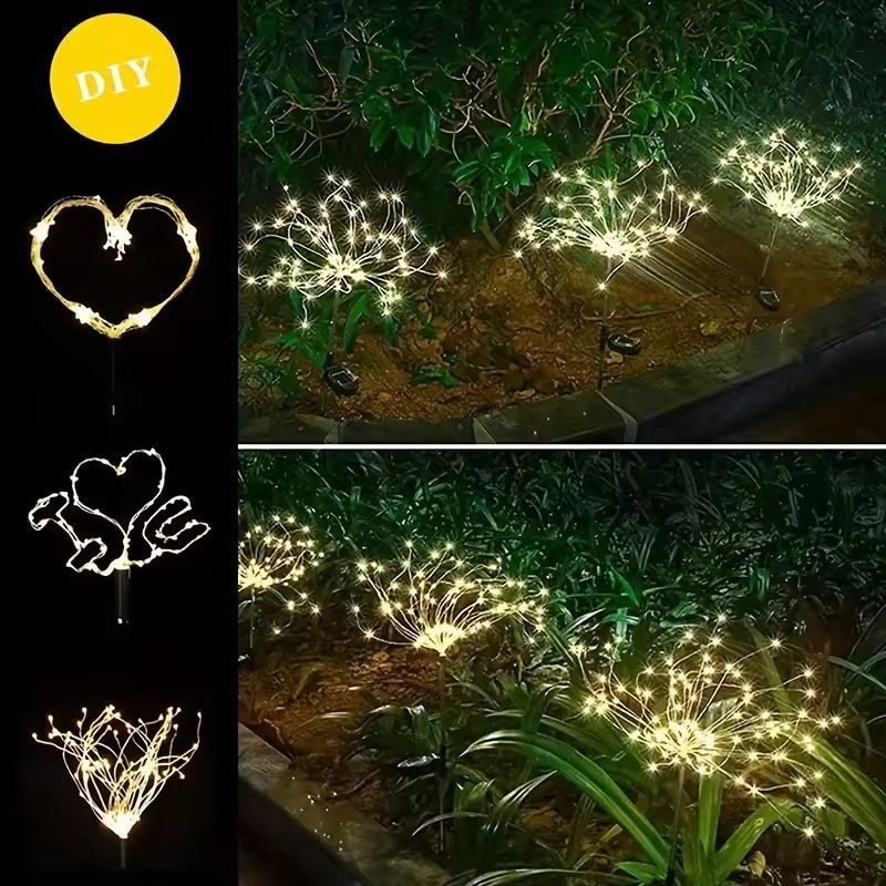 Solar SparkFire Garden Lights  Waterproof Outdoor Firework String Lights 90200 LED 3 Colors 8 Modes 3