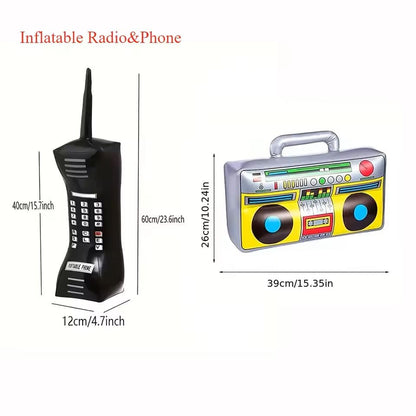 2PCS Inflatable Radio Toy Set  90s Retro Boombox For Party Decorations HipHop Themed Birthday Photo 1