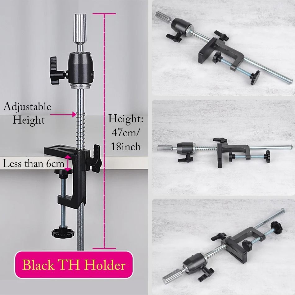 Wig Head Stand Table Clamp Adjustable Mannequin Holder 14