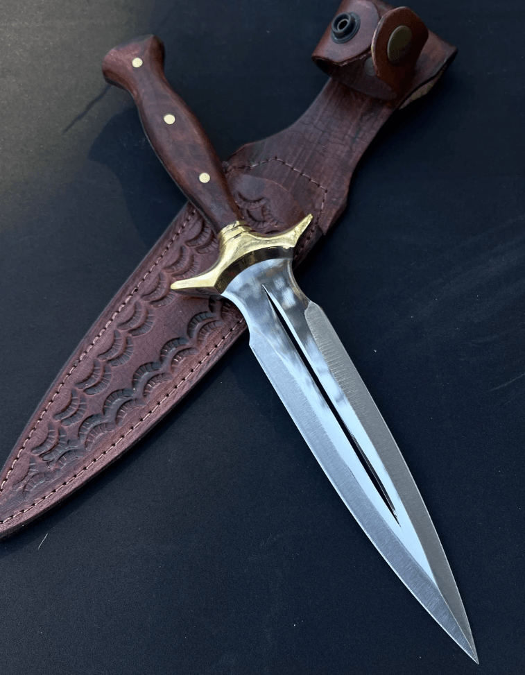 forsale double edge dagger knife with leather case