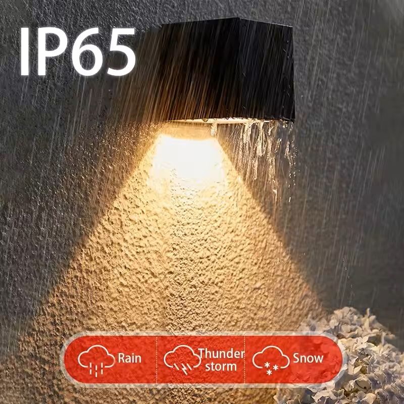 LED Solar Light Outdoor Garden Square Wall Lamp  Sunlight Sensor IP65 Waterproof YardBalconyFence D 5