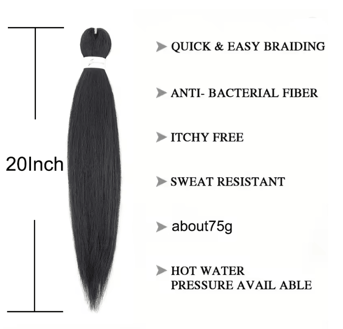 Pre Stretched Synthetic Yaki Braiding Hair 20 Inch 2