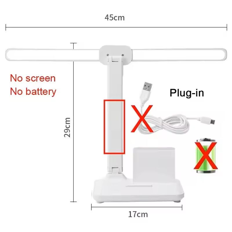 LED Foldable Desk Lamp  USB Rechargeable Dimmable Table Lamp With Clock 2Head 180 Rotation  EyeProt 1