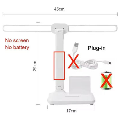 LED Foldable Desk Lamp  USB Rechargeable Dimmable Table Lamp With Clock 2Head 180 Rotation  EyeProt 1