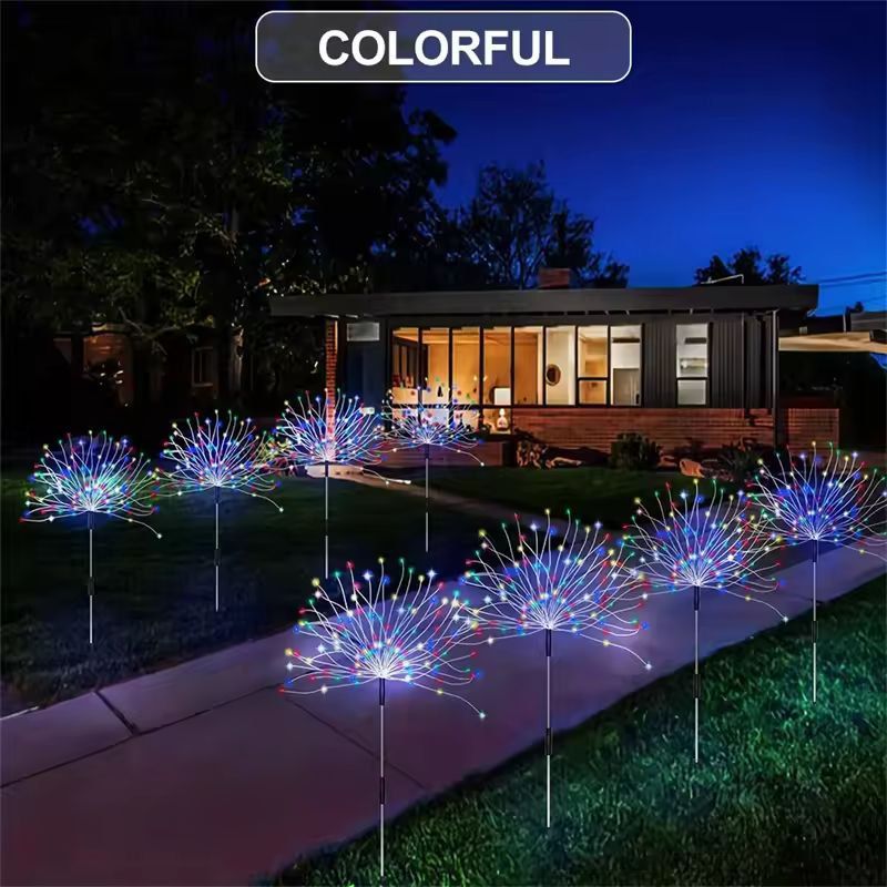 Solar Firework Garden Lights  Waterproof Outdoor 8Mode Solar String Set 8