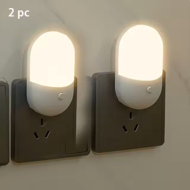 2PCS LED Mini Night Light  PlugIn EyeProtection Bedside Lamp For Baby Feeding Bedroom  Desktop Deco 1