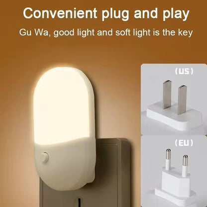 2PCS LED Mini Night Light  PlugIn EyeProtection Bedside Lamp For Baby Feeding Bedroom  Desktop Deco 2