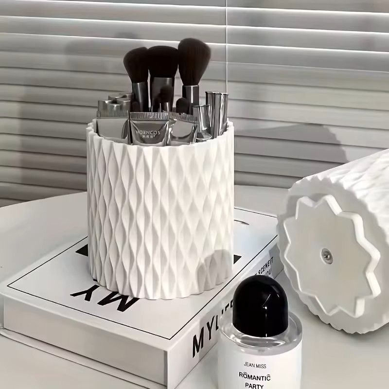360degrees Rotating Desktop Cosmetic Storage Box  Makeup  Skincare Organizer With MultiSection Desi 1