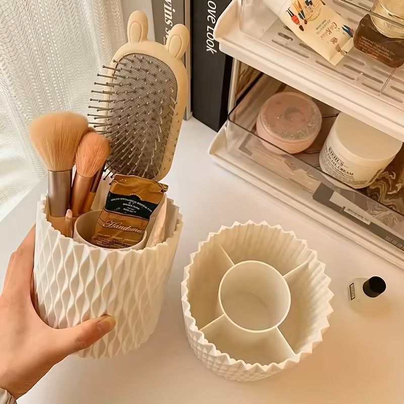 360degrees Rotating Desktop Cosmetic Storage Box  Makeup  Skincare Organizer With MultiSection Desi 6