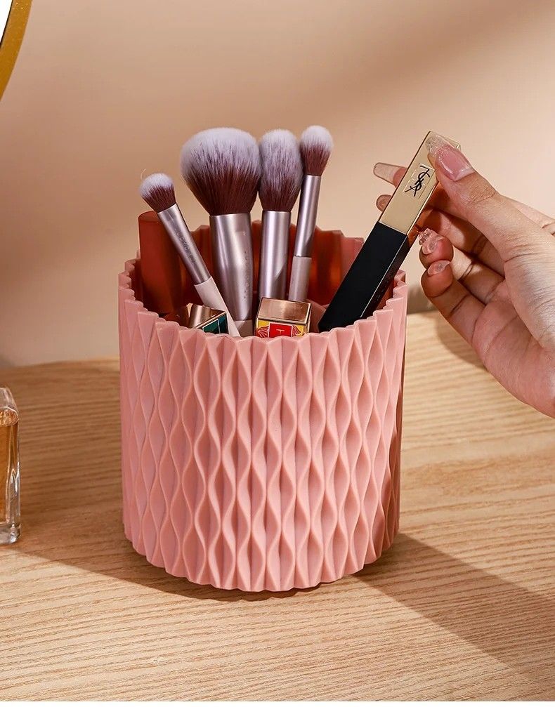 360degrees Rotating Desktop Cosmetic Storage Box  Makeup  Skincare Organizer With MultiSection Desi 5