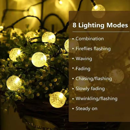 Luminous Glow Solar Crystal Globe String Lights  Outdoor 60 LED 8Mode Solar Patio  Garden Decor 1