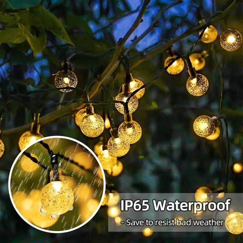 Luminous Glow Solar Crystal Globe String Lights  Outdoor 60 LED 8Mode Solar Patio  Garden Decor 2