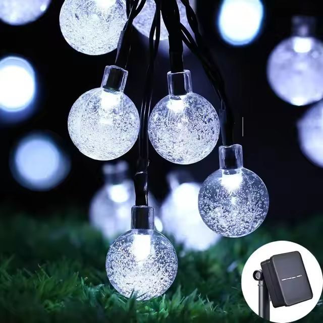 Luminous Glow Solar Crystal Globe String Lights  Outdoor 60 LED 8Mode Solar Patio  Garden Decor 7