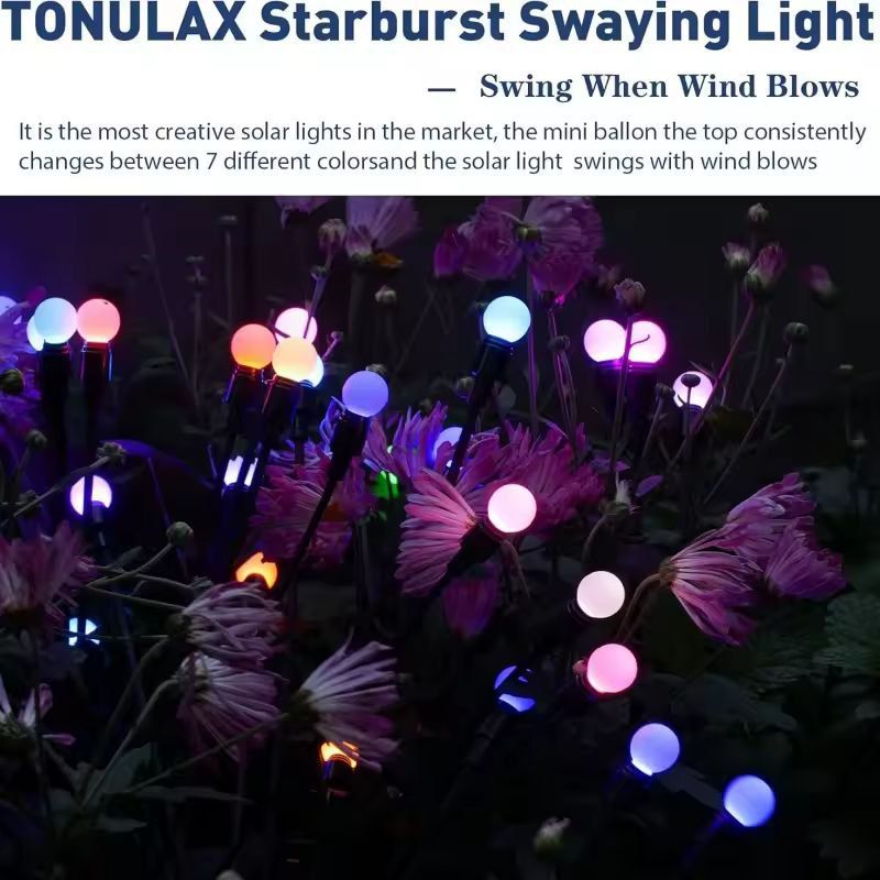 Solar Glow Sway RGB Garden Lights  Outdoor Solar Pathway  Patio Illumination 1