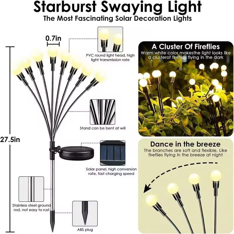 Solar Glow Sway RGB Garden Lights  Outdoor Solar Pathway  Patio Illumination 5