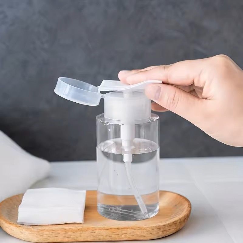 Transparent PushDown Pump Bottle  Refillable Dispenser For Makeup Nail Polish Remover  Travel Use 1