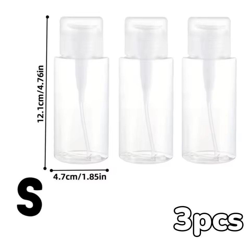 Transparent PushDown Pump Bottle  Refillable Dispenser For Makeup Nail Polish Remover  Travel Use 17