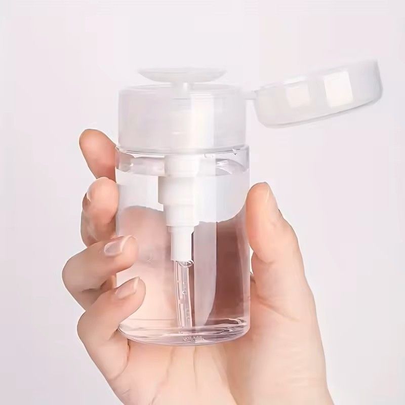 Transparent PushDown Pump Bottle  Refillable Dispenser For Makeup Nail Polish Remover  Travel Use 3