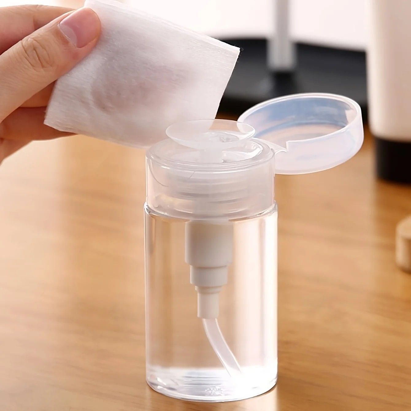Transparent PushDown Pump Bottle  Refillable Dispenser For Makeup Nail Polish Remover  Travel Use 4