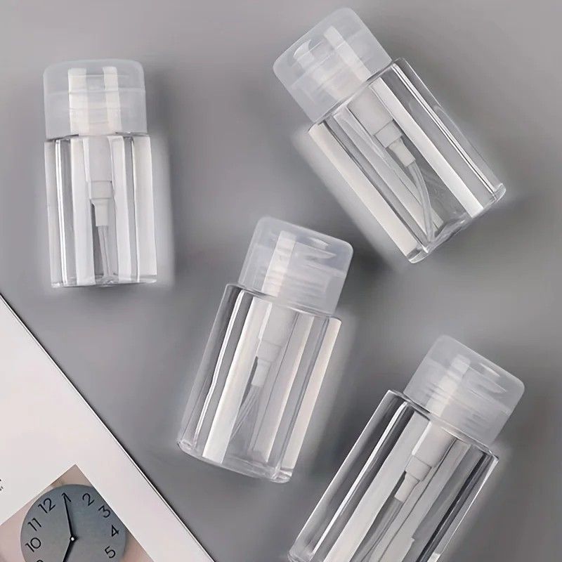 Transparent PushDown Pump Bottle  Refillable Dispenser For Makeup Nail Polish Remover  Travel Use 13