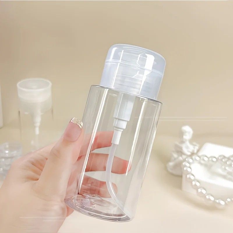 Transparent PushDown Pump Bottle  Refillable Dispenser For Makeup Nail Polish Remover  Travel Use 12