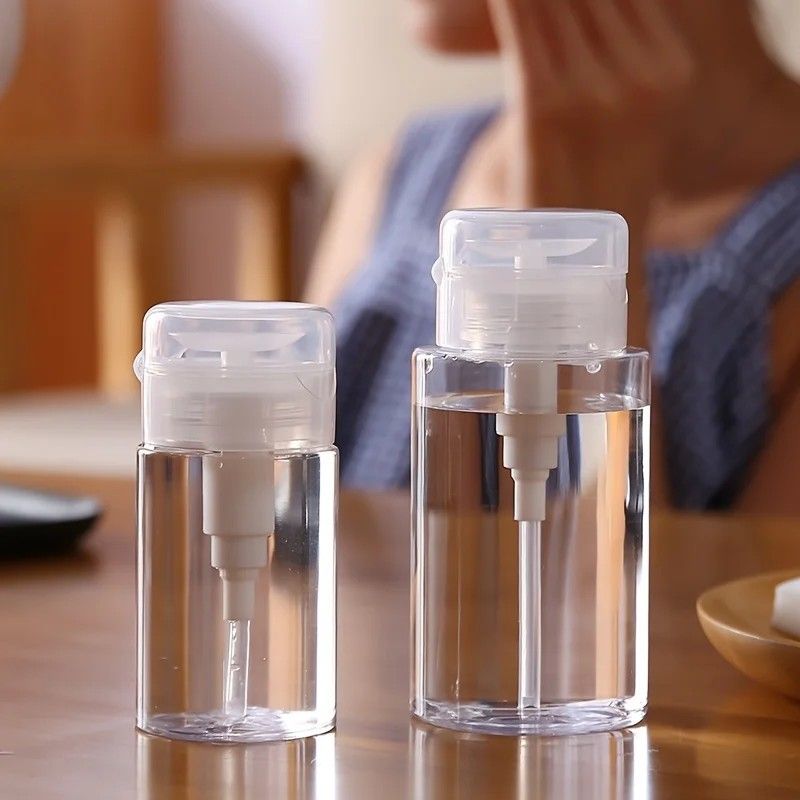 Transparent PushDown Pump Bottle  Refillable Dispenser For Makeup Nail Polish Remover  Travel Use 6