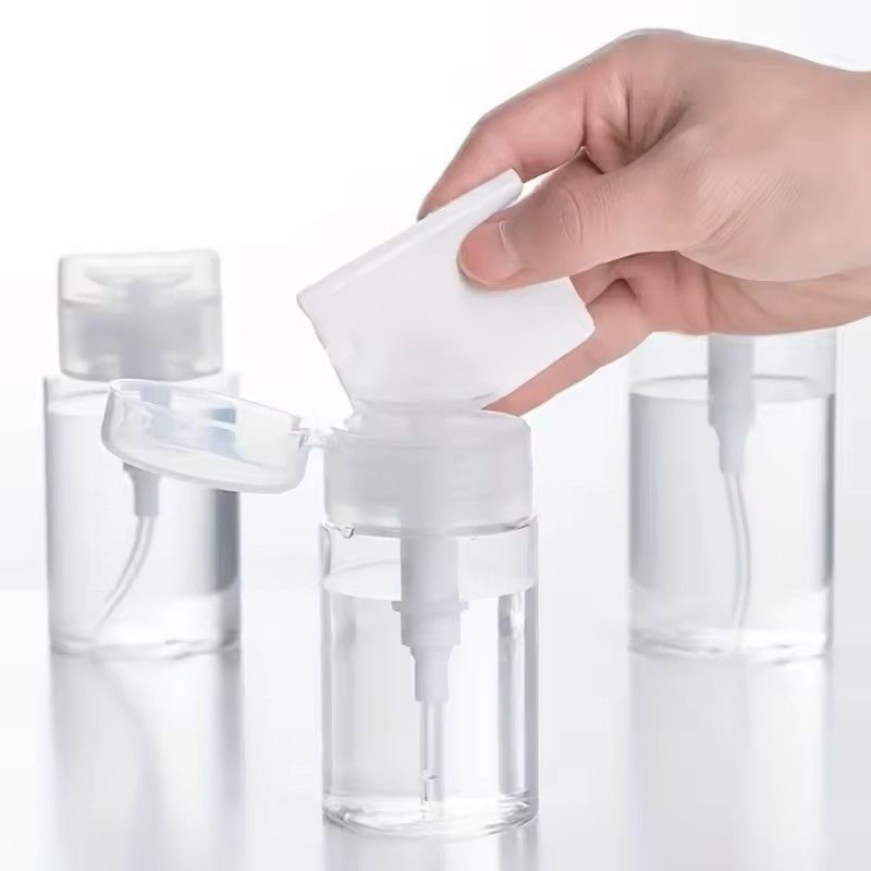 Transparent PushDown Pump Bottle  Refillable Dispenser For Makeup Nail Polish Remover  Travel Use 11