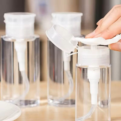 Transparent Push-Down Pump Bottle – Refillable Dispenser for Makeup, Nail Polish Remover & Travel Use