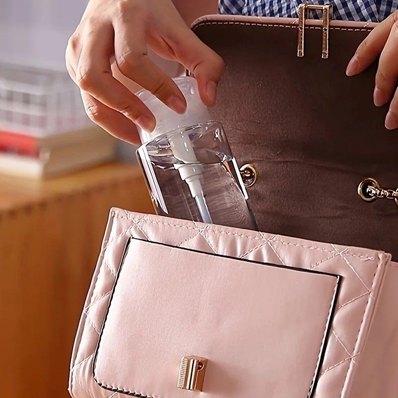 Transparent PushDown Pump Bottle  Refillable Dispenser For Makeup Nail Polish Remover  Travel Use 2