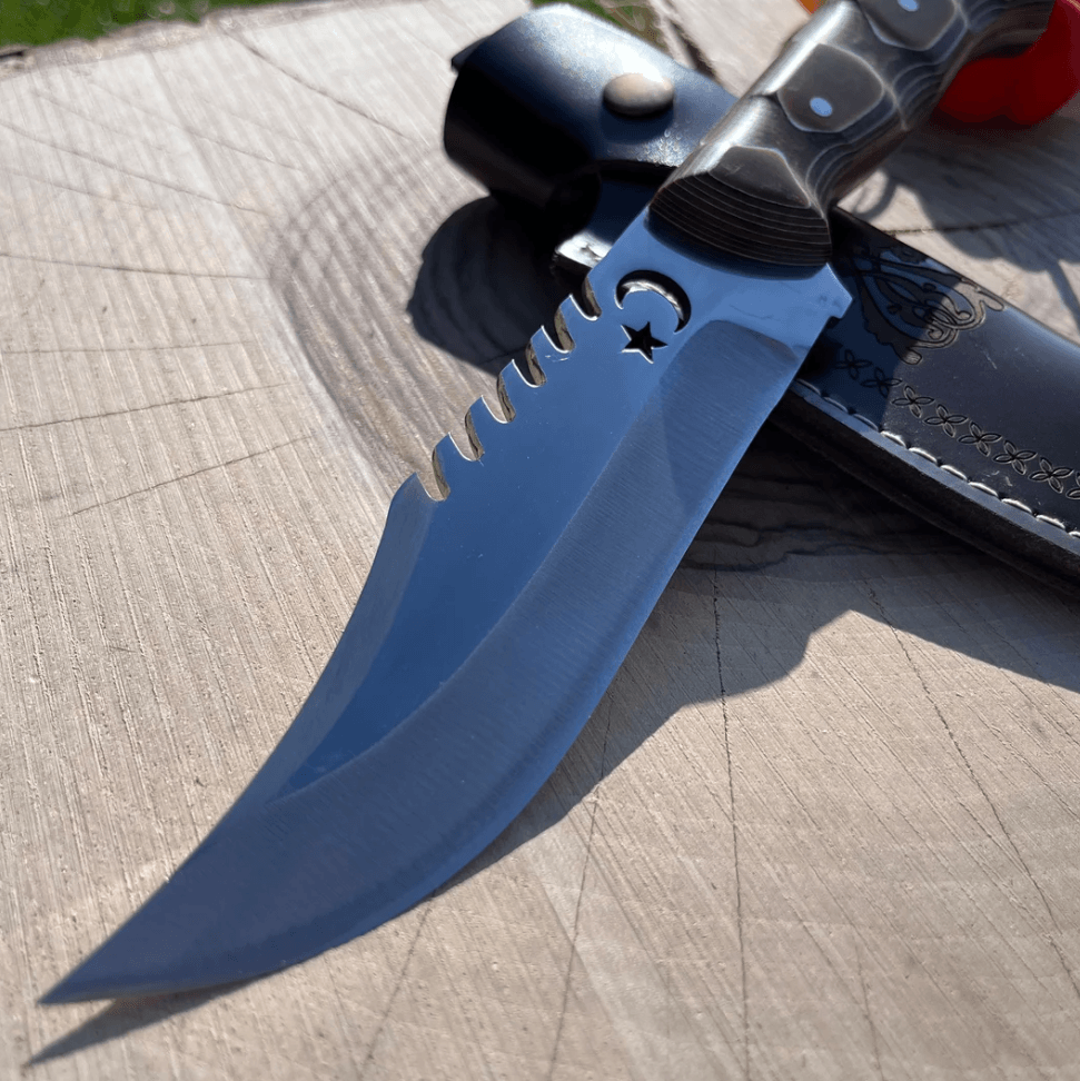 Handmade 4116 Stainless Steel Engraved Knife 11" | Custom Blade + Leather Sheath | Outdoor Hunting Gift