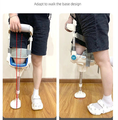 HandsFree Knee Crutch Walker  SingleLeg Telescoping Mobility Support Aid 1