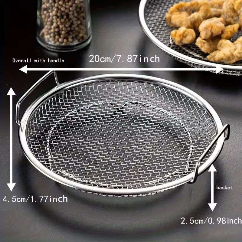 Stainless Steel Round Mesh Filter Tray  Reusable Basket For Frying Grilling  Kitchen Straining 4