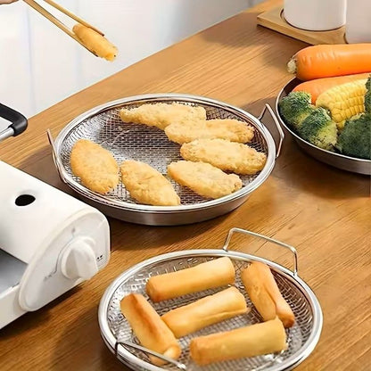 Stainless Steel Round Mesh Filter Tray  Reusable Basket For Frying Grilling  Kitchen Straining 1