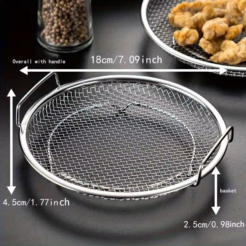 Stainless Steel Round Mesh Filter Tray  Reusable Basket For Frying Grilling  Kitchen Straining 3
