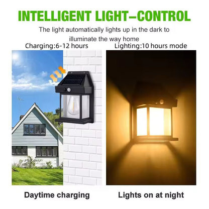 SolarGuard MotionSensor Solar Wall Light  Waterproof Exterior DusktoDawn Security Lamp 1