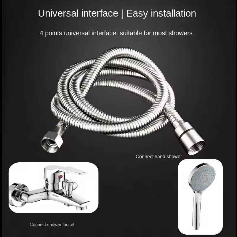 Flexible Stainless Steel Shower Hose  15 M  2 M Black  Silver Bathroom Extension Pipe 3