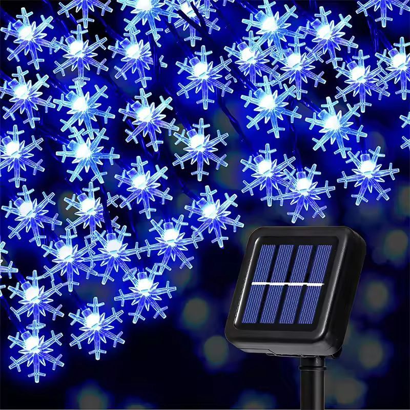 RadiantGlow Solar Snowflake String Lights 60 LED 8Mode Outdoor Waterproof Fairy Lights 7