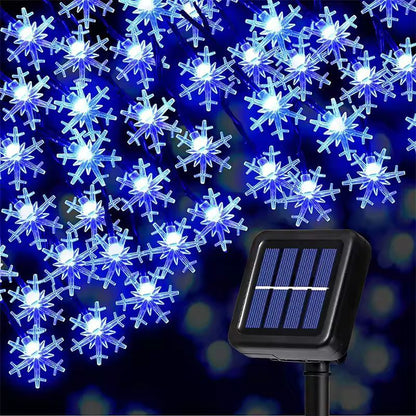 RadiantGlow Solar Snowflake String Lights 60 LED 8Mode Outdoor Waterproof Fairy Lights 7