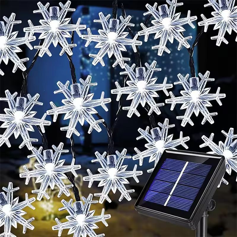 RadiantGlow Solar Snowflake String Lights 60 LED 8Mode Outdoor Waterproof Fairy Lights 6