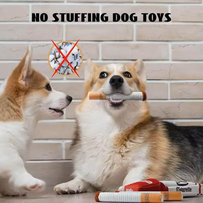 Interactive Plush Dog Toy Cigarette Design Squeaky Chew For Small  Medium Dogs 2
