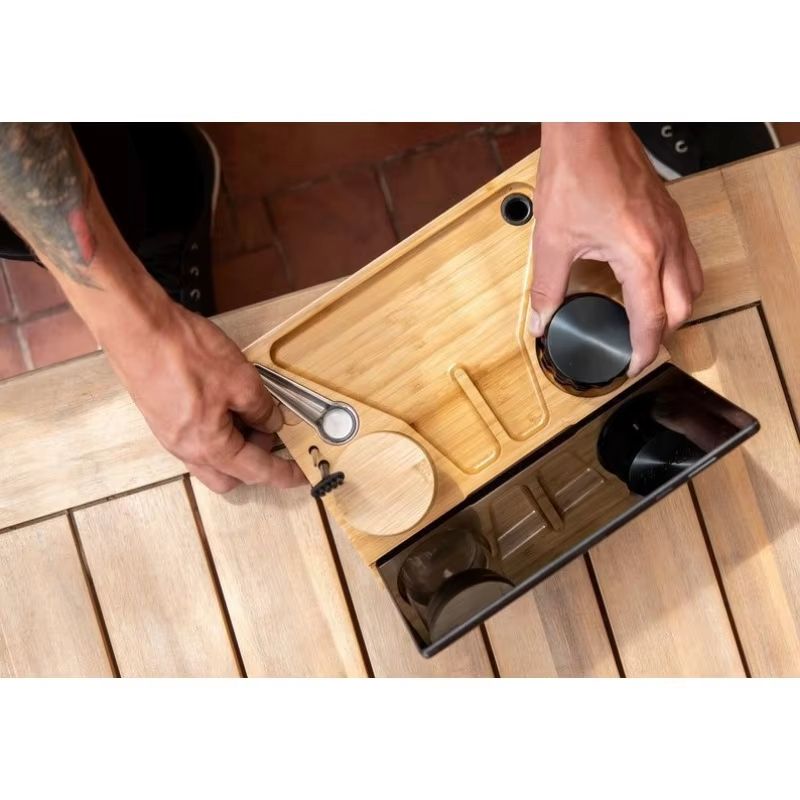 Bamboo LockSafe Organizer Box With Rolling Tray And Storage Compartments 2