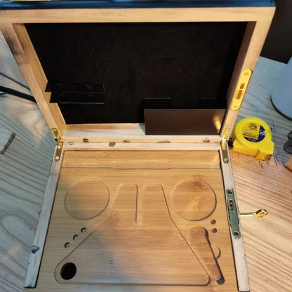 Bamboo LockSafe Organizer Box With Rolling Tray And Storage Compartments 5