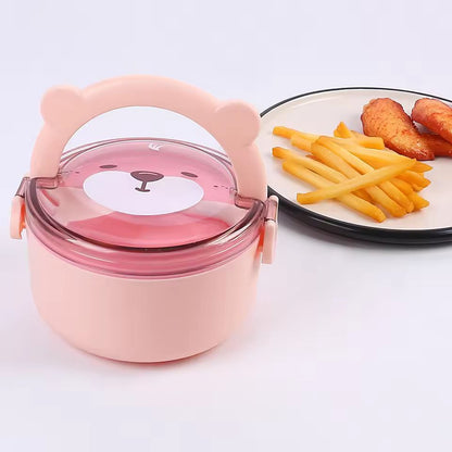 BearBuddy LeakProof Cartoon Lunch Box With Utensils  Printers Edition 2