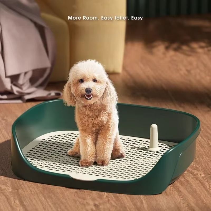 Portable Dog Potty Training Tray With Fence And Pillar For Indoor Pee Pads