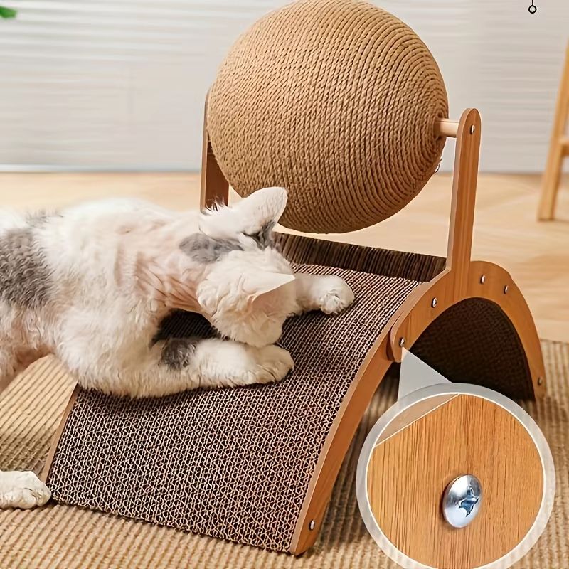 Vertical Cat Scratching Ball  Board Toy With Corrugated Column 2